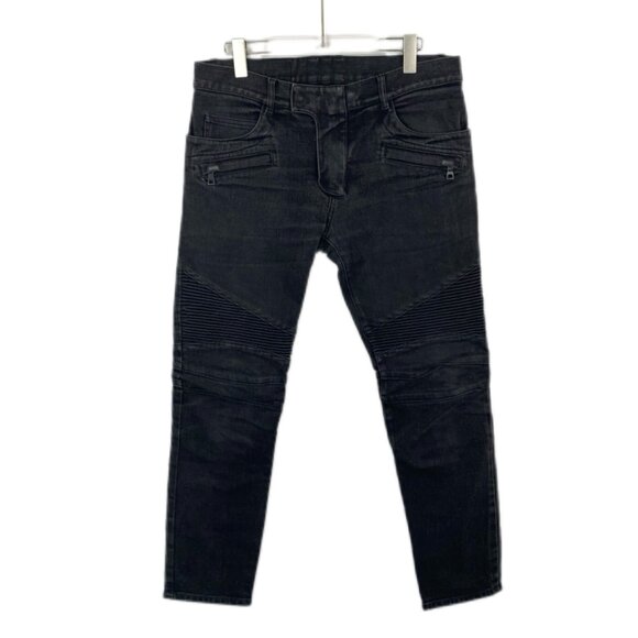 017334 Balmain Smoky Grey Cotton Jeans Size 33 Slightly Frayed - Picture 1 of 8